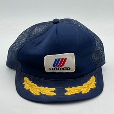 Vintage United Airlines Hat Snapback Cap Patch Gold Leaf Scrambled Eggs USA Made