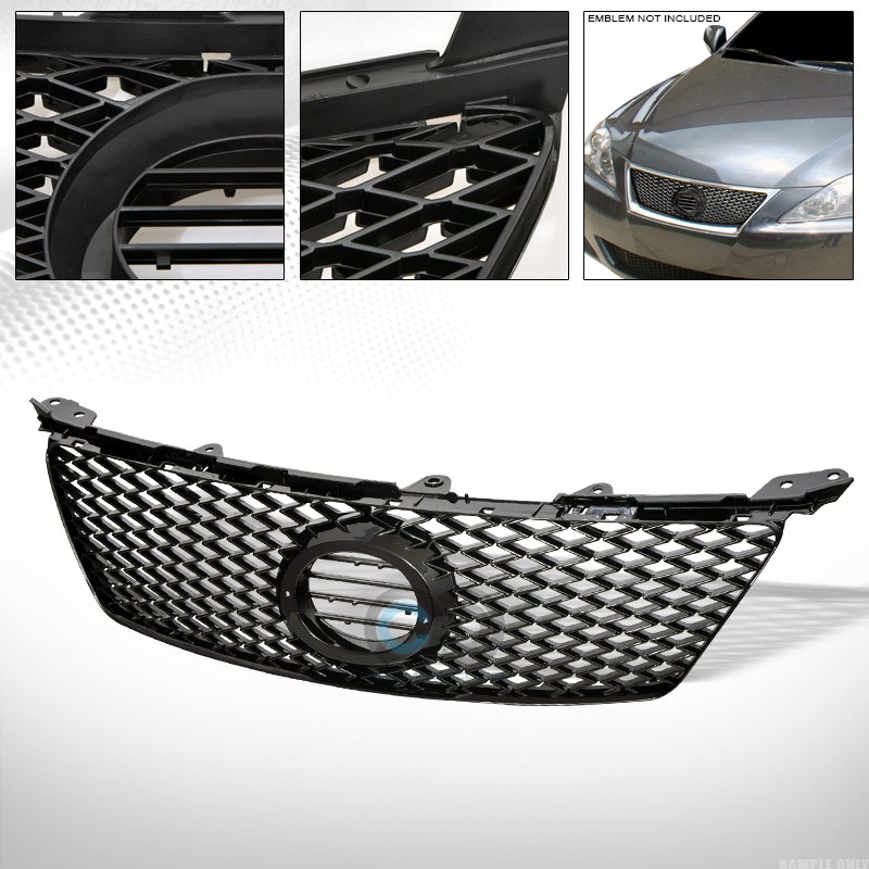 06-08 Lexus IS250 IS350 Glossy Black Mesh Front Bumper Grill Guard