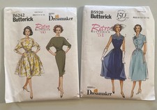 2 Butterick Retro Style Sewing patterns Misses Dresses 1951 &1960 Uncut 6-14