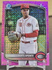 2025 Bowman Chrome Liberts Aponte 1st Bowman Pink Mojo Refractor /199 Reds