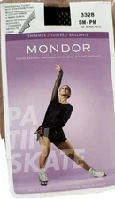 Mondor Size SM/PM Figure Skating Sequined Seam Black Fishnets