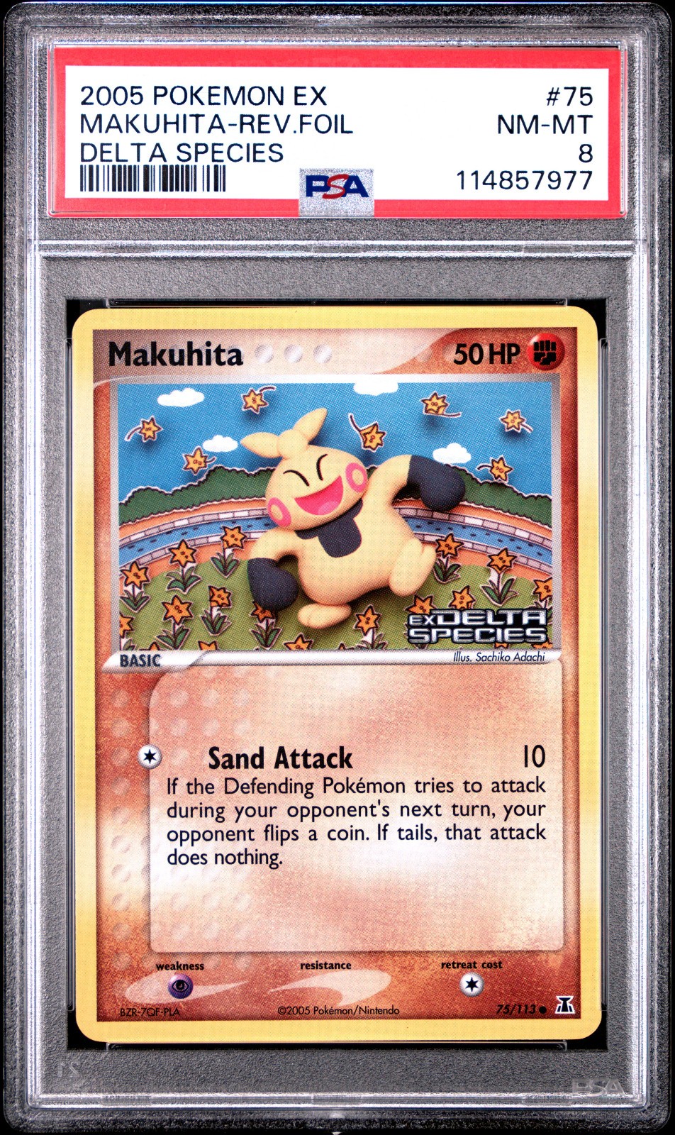 2005 POKEMON EX DELTA SPECIES MAKUHITA #75 REVERSE FOIL PSA 8 NM #114857977