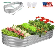 6x3x1ft Oval Galvanized Metal Garden Raised Bed Outdoor Garden Bed Vegetables