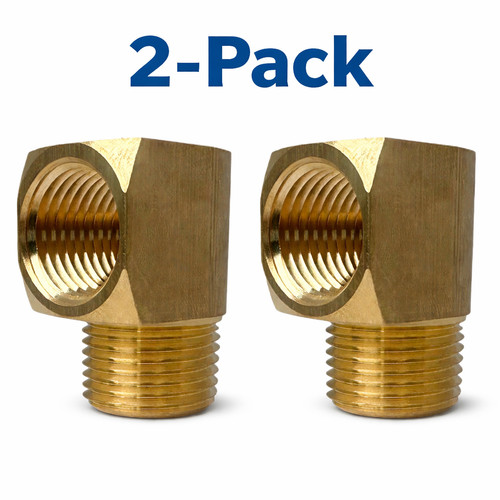 2-Pack 1/2" NPT Brass Street Elbow 90 Degree Pipe Thread Fitting Male Female