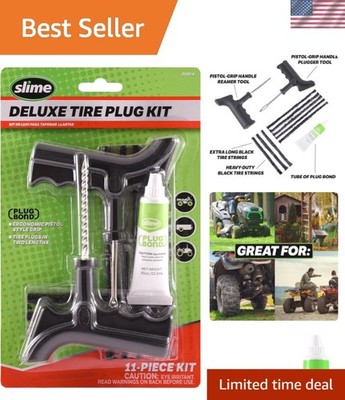 2040-A Tire Repair Plug Kit, Deluxe, Contains Strings, Tools and Glue, 11 Pieces