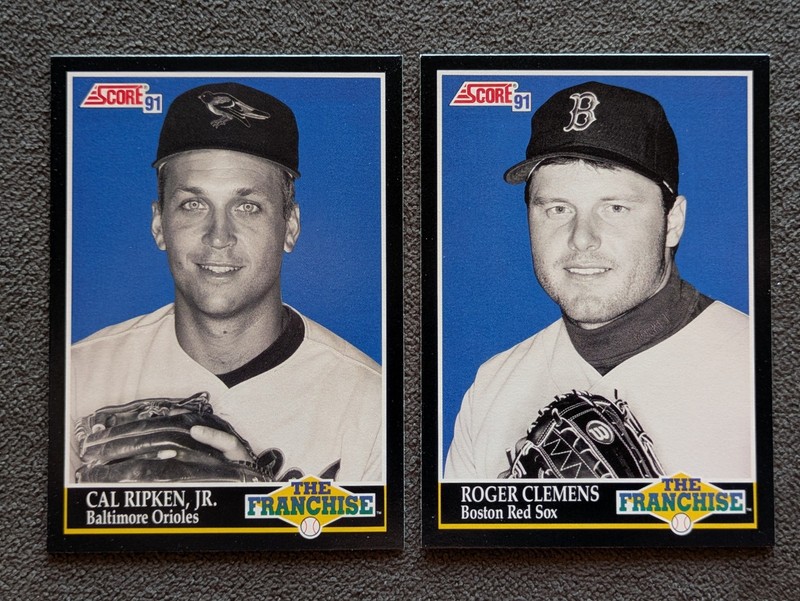 Lot of 2 - 1991 Score - The Franchise Cal Ripken #849, Roger Clemens #850