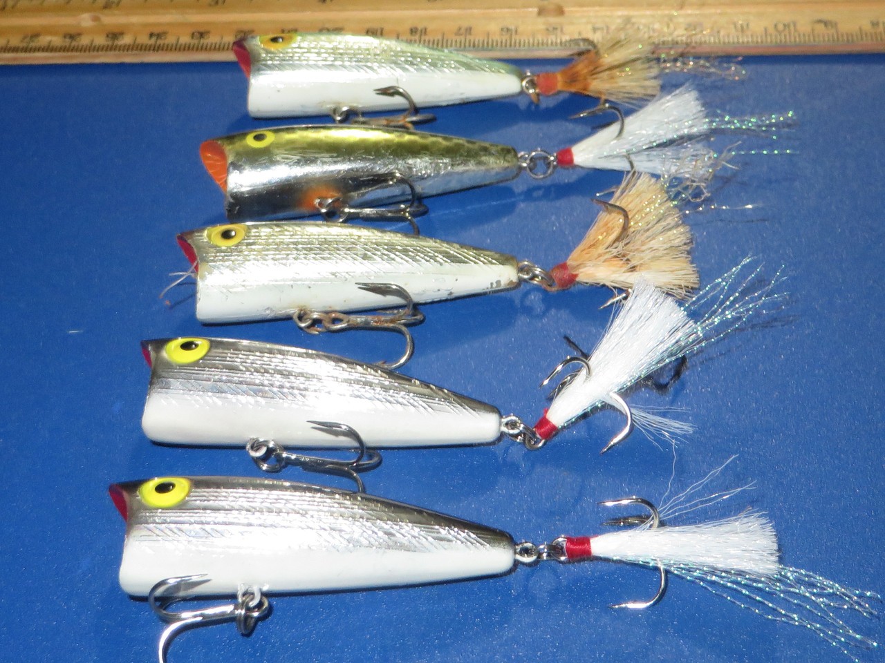 Lot of 5 Rebel Pop-R Topwater Lures 2 Inch Chrome Blue Black - Image 4