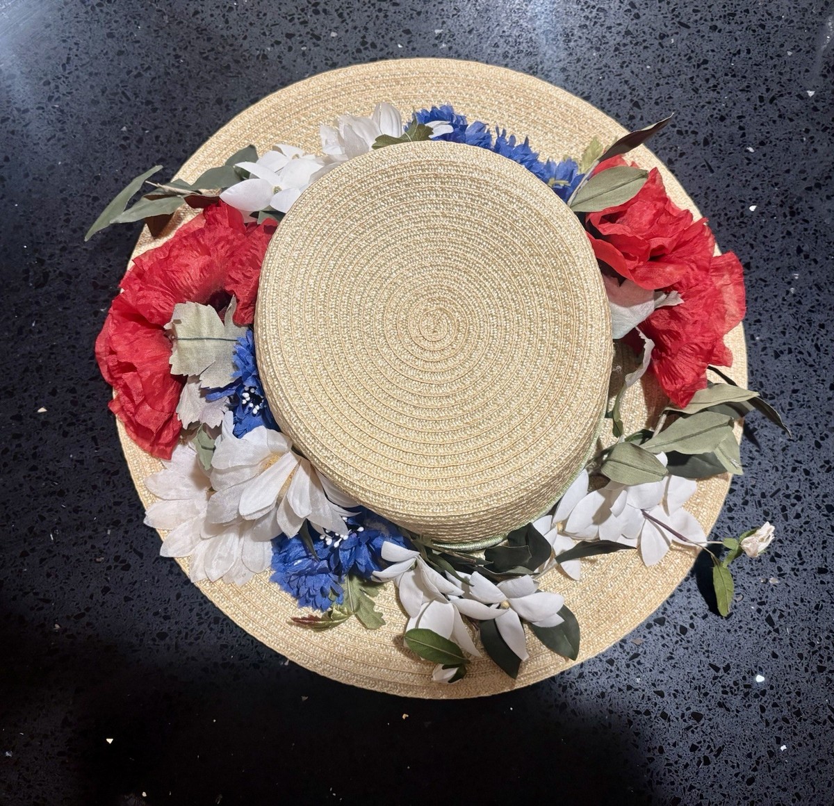 Vintage Yves Saint Laurent YSL Woven Straw Hat w/Red, White  display picture 2