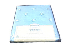 Crib Fitted Sheet Blue  White Sumersault STARS Sheet -  28"x52" 8"