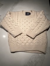 Boys Aran woollen mills cream sweater. Made in Ireland. Size xs 4/5 .