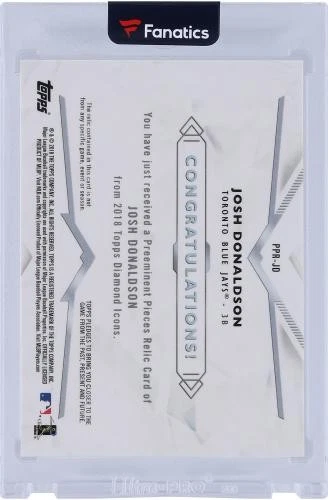 Tarjeta Josh Donaldson Toronto Blue Jays 2018 Topps Diamond Icons #PPR-JD #5/10 Foto 2 de 3