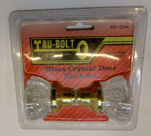 New Vintage 1980s Tru Bolt Heavy Duty 12 Point Clear Glass Crystal Door Knob Set