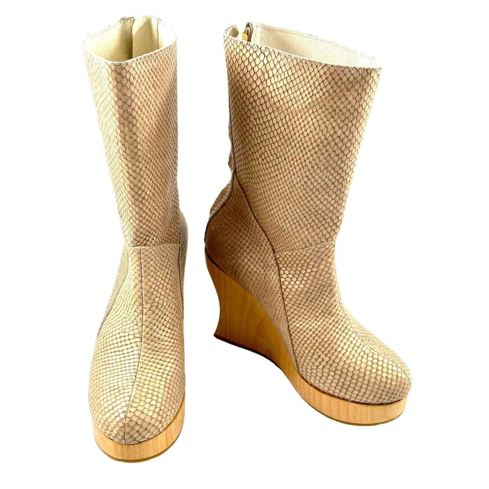 Alejandro Ingelmo Piton Piel de Serpiente Cuero Madera Plataforma Botas Artísticas Talla 8 Foto 4 de 4