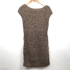 J.J. Always Women’s Brown Marled Sweater Dress Scoop Neck Cap Sleeve Size L