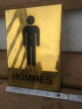 VINTAGE THICK HEAVY BRASS Hommes MEN BATHROOM DOOR SIGNS 8.5x6