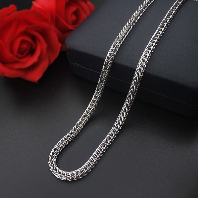 50-55cm 3mm Stainless Steel Titanium Foxtail Chain Necklace