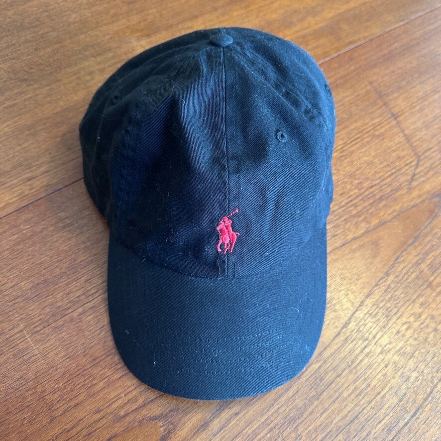 Polo Ralph Lauren Cappello Nero Rosso Pony Logo Cappellino Papà Regolabile Cotone Ricamato