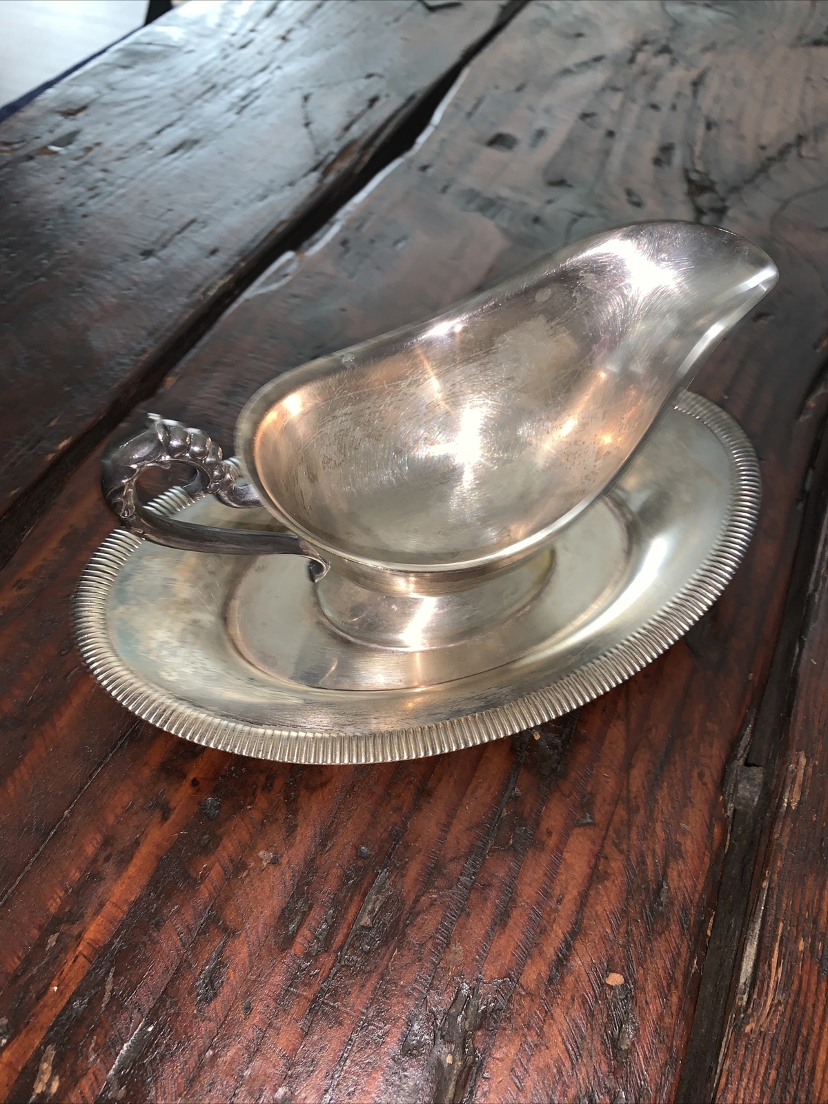 Vintage Silverplate Gravy/Sauce Bowl Boat with Attached Plate/Tray eBay