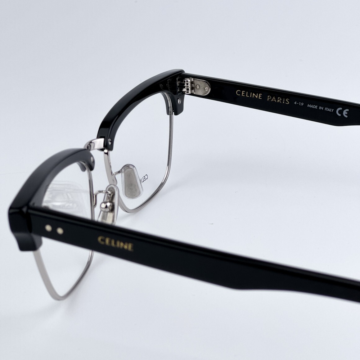 CELINE メガネ Celine Men Eyeglasses Shiny Palladium Black Demo Square CL50026U