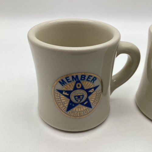 Vtg Victor Coffee Cup Mugs Heavy Restaurant Ware Diner Mug Set of 2 Suffolk FOP - Picture 2 of 11