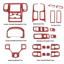 18x Red Carbon Fiber Interior Set Dash Panel Cover Trim Kit For Ram 1500 2012-17