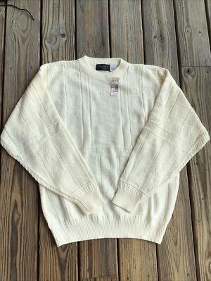 Vintage Brittany Bay Men's Knit Sweater Sz XL Ivory NWT (old stock-Steinbach)