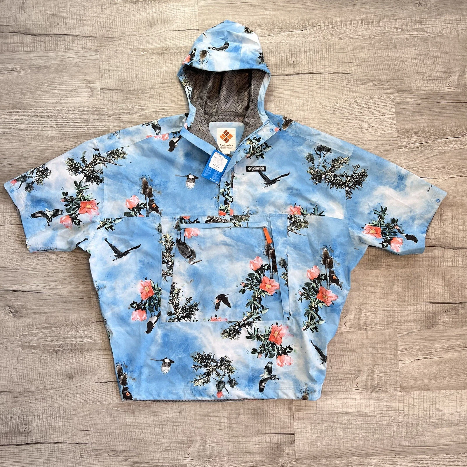 Columbia Deschutes Vlayye Rain Poncho Men's XS/TP* Blue MSRP$150 Omni Heat Hood