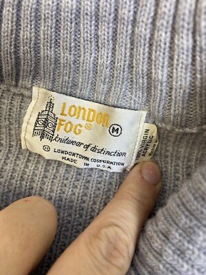 Vintage London Fog Cardigan Sweater Jacket Full Zip Size M Nordic
