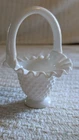 Vtg Fenton White Milk Hobnail Mini Basket