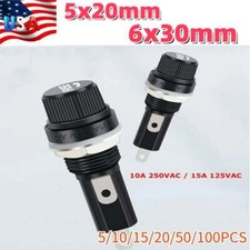 5x20mm 6x30mm Electrical Panel Mounted Screw Cap Fuse Holder Glass Tube Fuses