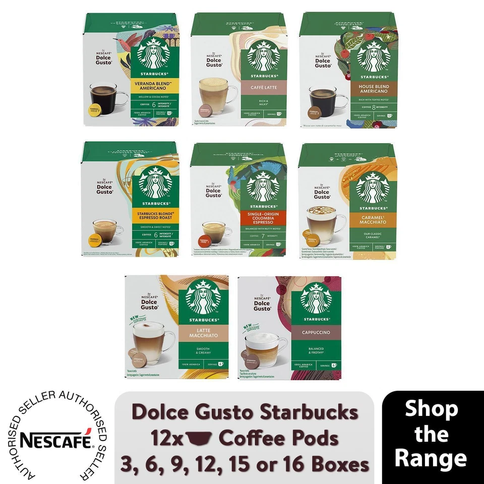 Nescafe Starbucks Coffee Pods (6 or 12 Servings) 3,6,9 or 12 Boxes