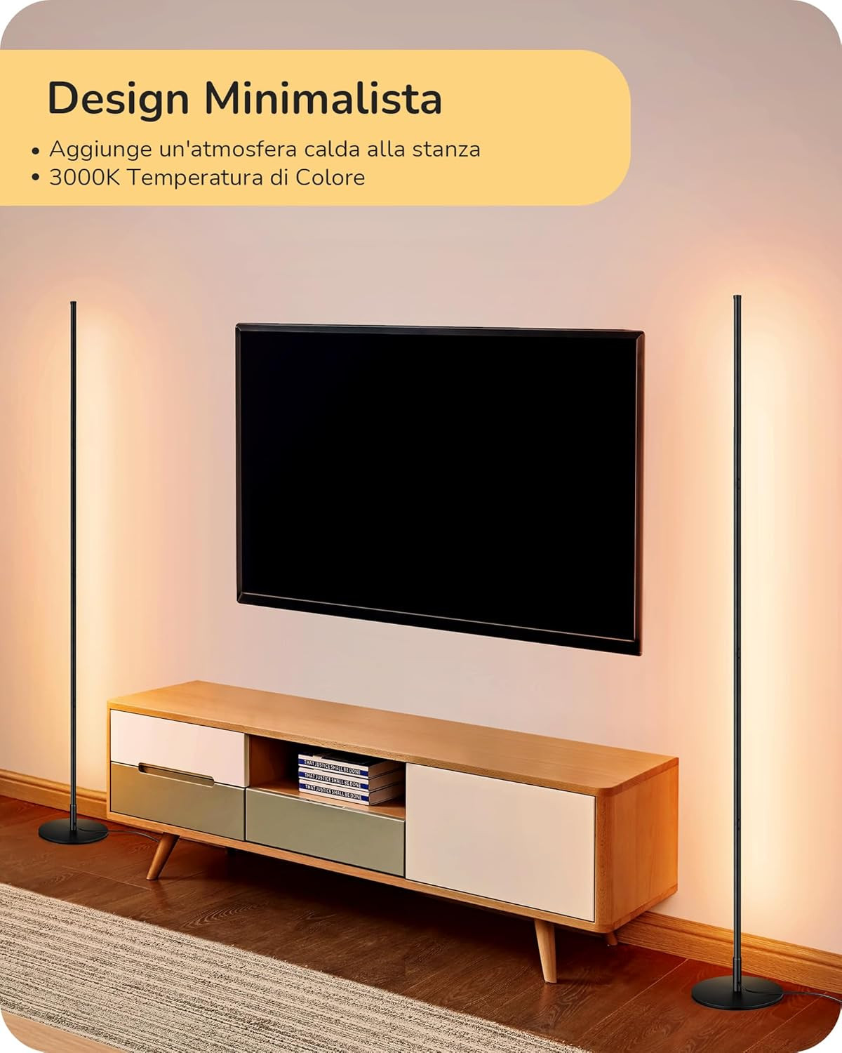 Lampada da Terra a LED Dimmerabile in Continuo, Luce Bianca Calda 3000K, Lampada foto 3