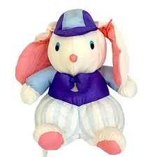 Stuffins Vintage HTF 1993 Nylon Puffy Bunny Rabbit Plush Parachute Fabric 7 inch