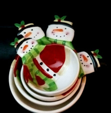Beautiful Ceramic Vintage Petuned Snowman Measuring Cups!!