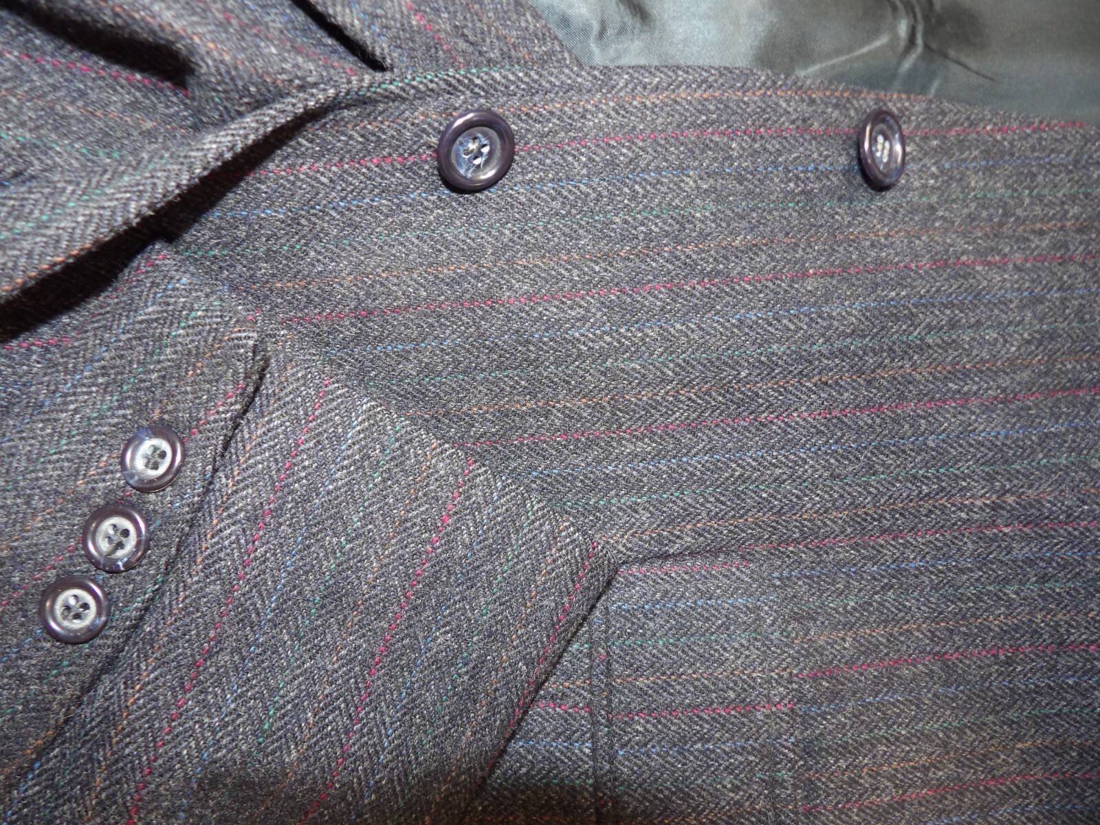 Blazer uomo cappotto sportivo giacca Adams fila 40r blu H.B righe 100% lana S#4