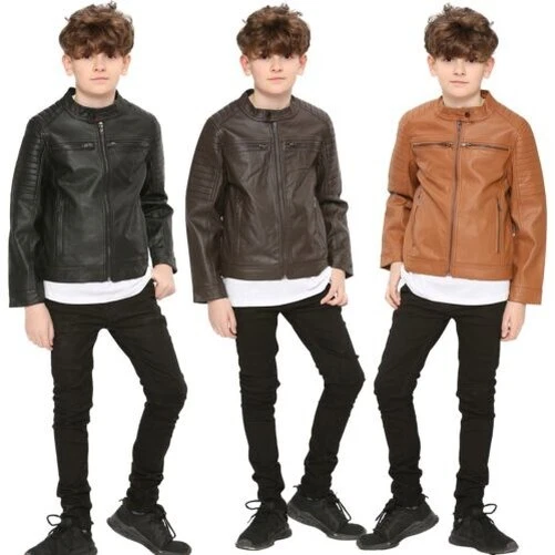 Kids Motorcycle Biker Jacket PU Leather Stylish jacket Boys Age 5