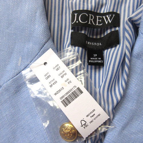 NWT J.Crew Petite Bristol Blazer in Peri Breeze White Stretch Linen Jacket 2P - Picture 5 of 6