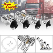 New 185db Super Loud Four Trumpet Air Horn for Truck / Train / Boat 12V US