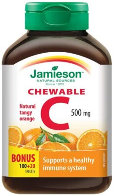 Jamieson Chewable Vitamin C 500 mg - Tangy Orange, 120 tablets