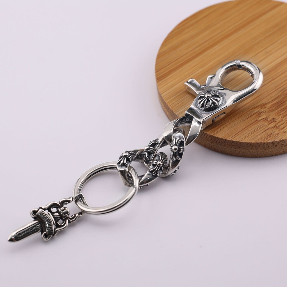 Chrome hearts Style silver dagger key chain | eBay