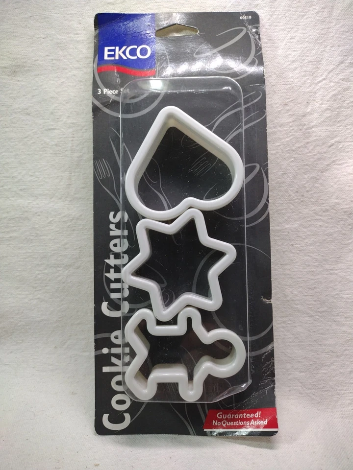Ekco 1999 3pc Cookie Cutter Set Star Gingerbread Man Heart Vintage Y2K Plastic - Image 2 of 4