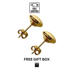 14k Yellow Gold Flat Ball Stud Earrings