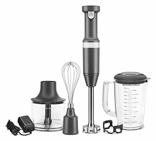 KitchenAid KHBBV83DG Cordless Variable Speed Hand Blender with Chopper and Wh...