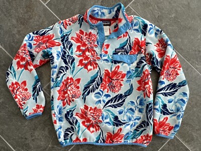 PATAGONIA SYNCHILLA SNAP T PULLOVER FLEECE JACKET HAWAIIAN FLORAL WOMEN MEDIUM eBay