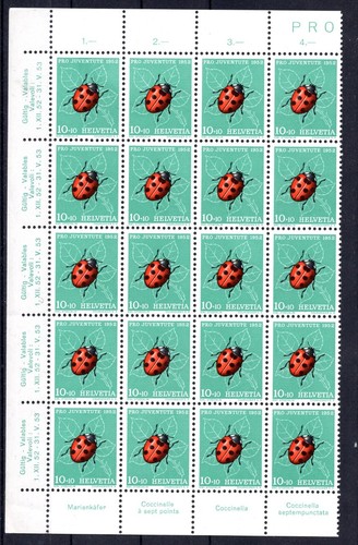 Switzerland 1952 Pro Juventute , Part Sheets of 20 complete set MNH, inscription - Picture 2 of 5