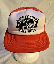 VINTAGE "Safety First In All We Do" Hat Cap Snapback 1980s