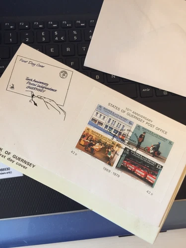 Guernsey Mercury First Day Cover 1979 10th Anniv. Postal independence M/sheet