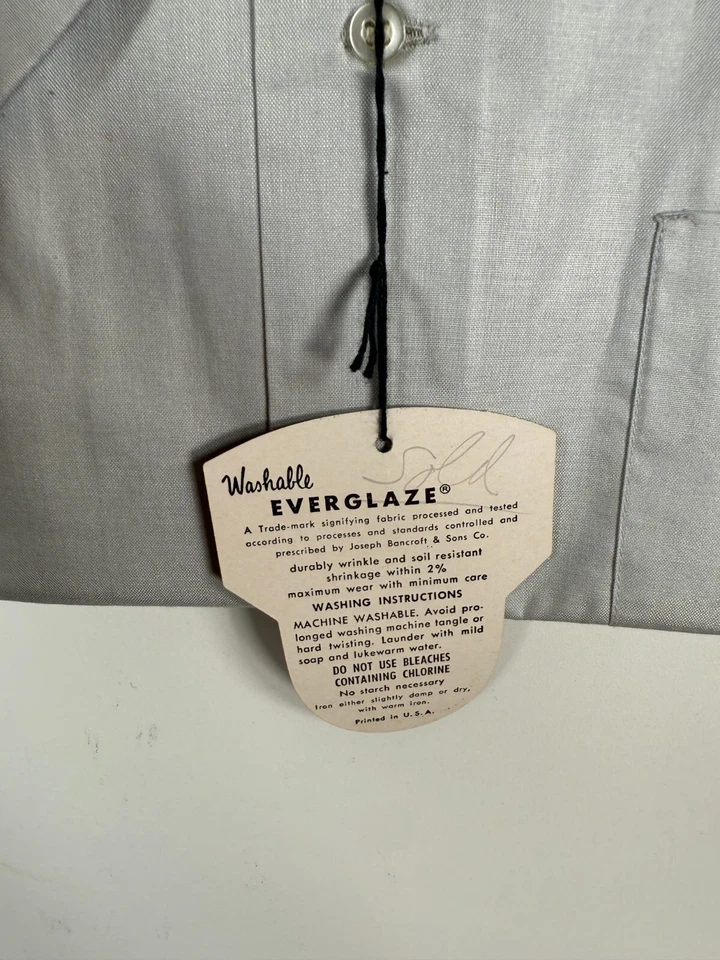 Camisa de vestir gris abotonada Marshall Field & Co de colección nueva con etiquetas talla 16 hecha en EE. UU. Foto 4 de 4