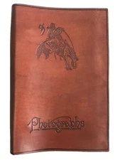 Large Western Leather Photo Album, Bronco Design, 300 4 x 6 Photos