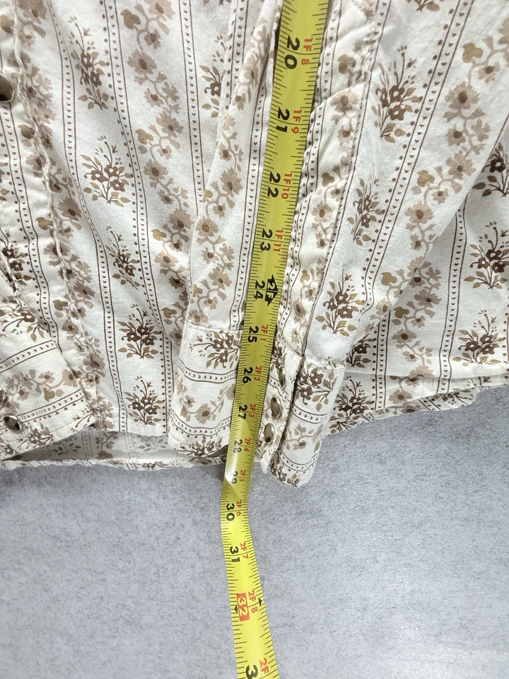 Southern Threads Long Sleeve Floral Tan-Brown Snap Men’s Dress Shirt Size L - Image 4 of 4